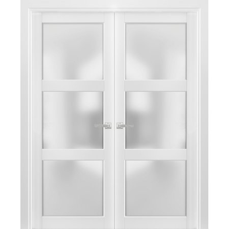 SARTODOORS Double French Interior Door, 36" x 80", White LUCIA2552DD-BEM-36